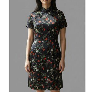 DBY Satin Asian Style Dress Juniors Size 13 Vintage Floral Whimsigoth Romantic